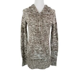 Rue21 Knit Crocheted Hoodie Stretch Sweater Kangaroo Pockets Size XS Pullover